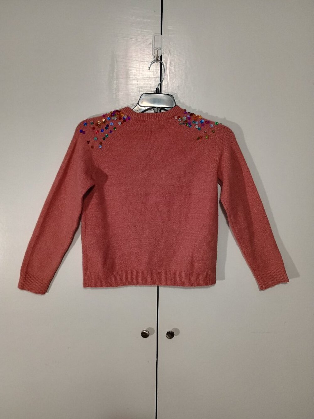 Nordstrom Girls Pink Sequin Embellished Sweater Size L 10/12 - Picture 3 of 8